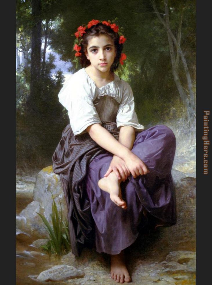 William Bouguereau At the Edge of the Brook